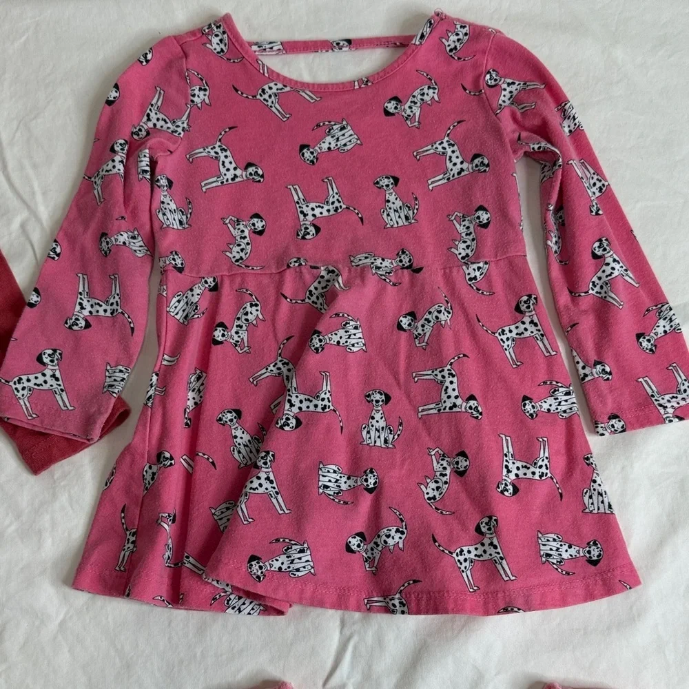 The Children's Place Girls Pink & Gray Top and Pant Set - Fox & Dalmatian Prints